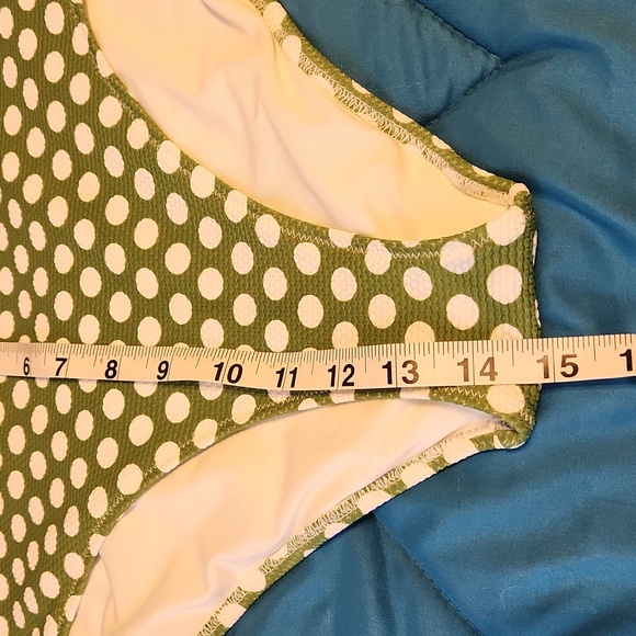 Aerie High Waisted Full Coverage Bikini Bottoms Green with White Polka Dots XXL - Picture 4 of 7